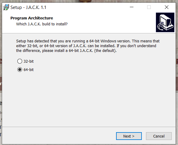 J.A.C.K. demande le nombre de bits de ton ordinateur.