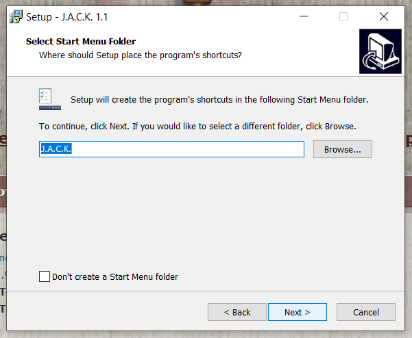 J.A.C.K. te demande si tu veux l’ajouter au menu démarrer