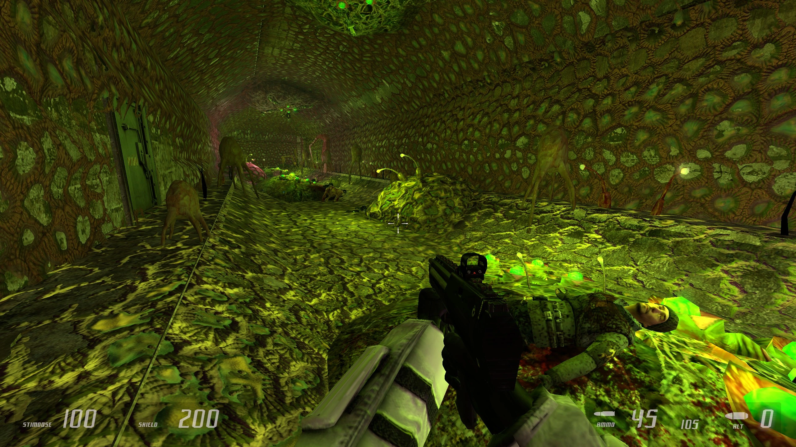 Couloir envahi de faune Xen.