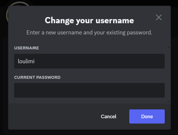 Il ne te reste plus qu’à choisir un nouveau nom d’utilisateur.